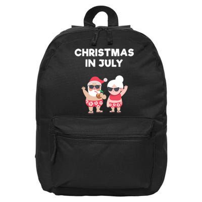 Christmas In July Funny Mr and Mrs Santa Claus Beach 16 in Basic Backpack