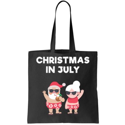 Christmas In July Funny Mr and Mrs Santa Claus Beach Tote Bag