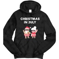 Christmas In July Funny Mr and Mrs Santa Claus Beach Tie Dye Hoodie