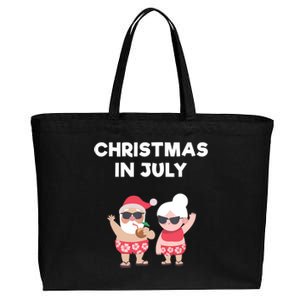 Christmas In July Funny Mr and Mrs Santa Claus Beach Cotton Canvas Jumbo Tote