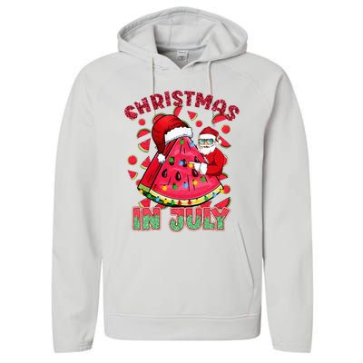 Christmas In July Watermelon Xmas Tree Summer Performance Fleece Hoodie