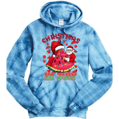 Christmas In July Watermelon Xmas Tree Summer Tie Dye Hoodie