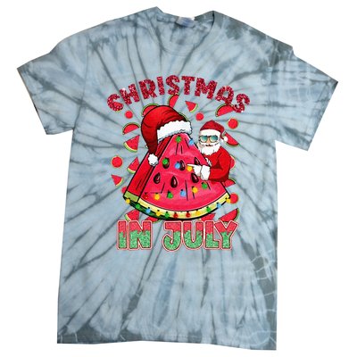 Christmas In July Watermelon Xmas Tree Summer Tie-Dye T-Shirt