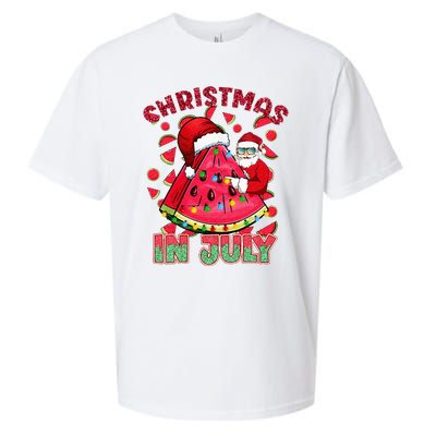 Christmas In July Watermelon Xmas Tree Summer Sueded Cloud Jersey T-Shirt