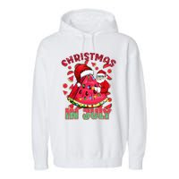 Christmas In July Watermelon Xmas Tree Summer Garment-Dyed Fleece Hoodie