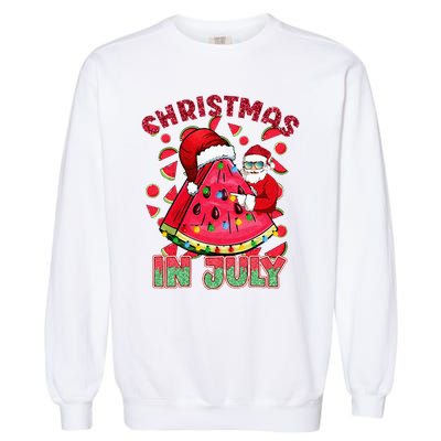 Christmas In July Watermelon Xmas Tree Summer Garment-Dyed Sweatshirt