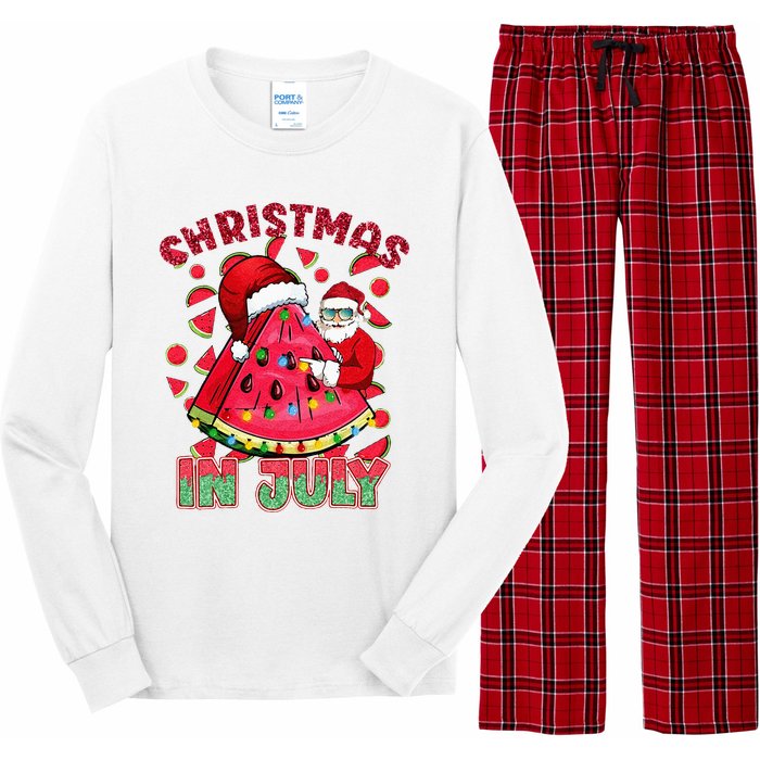 Christmas In July Watermelon Xmas Tree Summer Long Sleeve Pajama Set