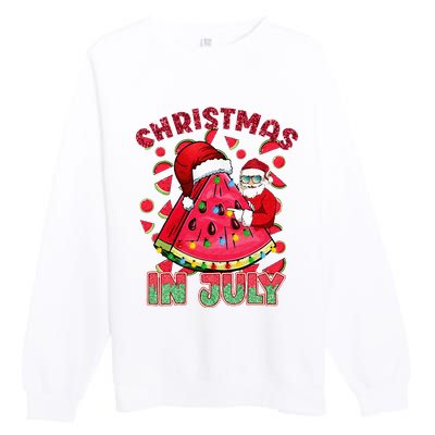 Christmas In July Watermelon Xmas Tree Summer Premium Crewneck Sweatshirt