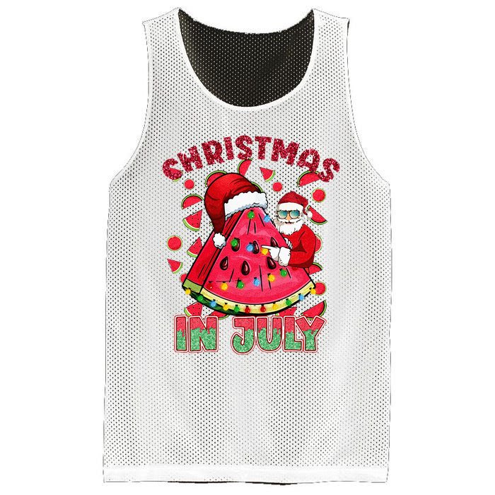 Christmas In July Watermelon Xmas Tree Summer Mesh Reversible Basketball Jersey Tank