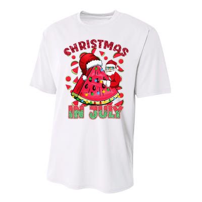 Christmas In July Watermelon Xmas Tree Summer Performance Sprint T-Shirt