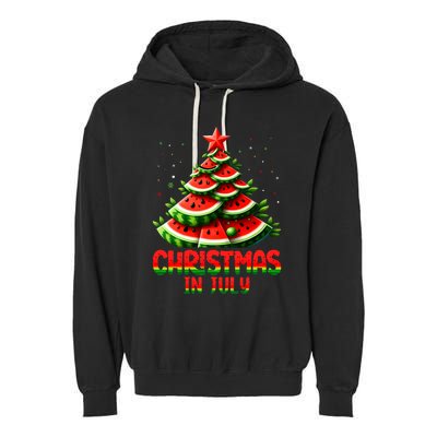 Christmas In July Watermelon Tree Summer Garment-Dyed Fleece Hoodie