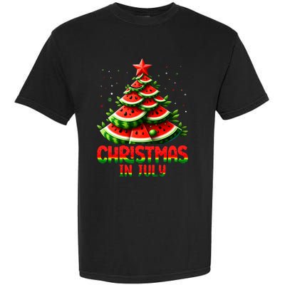 Christmas In July Watermelon Tree Summer Garment-Dyed Heavyweight T-Shirt