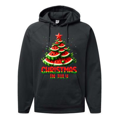 Christmas In July Watermelon Tree Summer Performance Fleece Hoodie