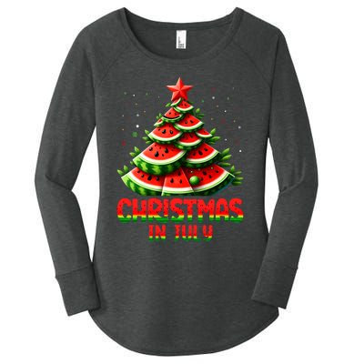 Christmas In July Watermelon Tree Summer Women's Perfect Tri Tunic Long Sleeve Shirt