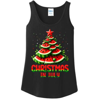 Christmas In July Watermelon Tree Summer Ladies Essential Tank