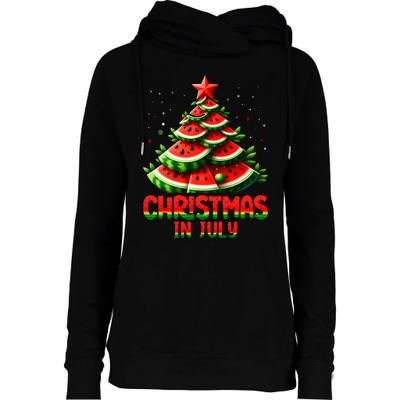 Christmas In July Watermelon Tree Summer Womens Funnel Neck Pullover Hood