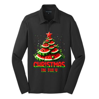 Christmas In July Watermelon Tree Summer Silk Touch Performance Long Sleeve Polo