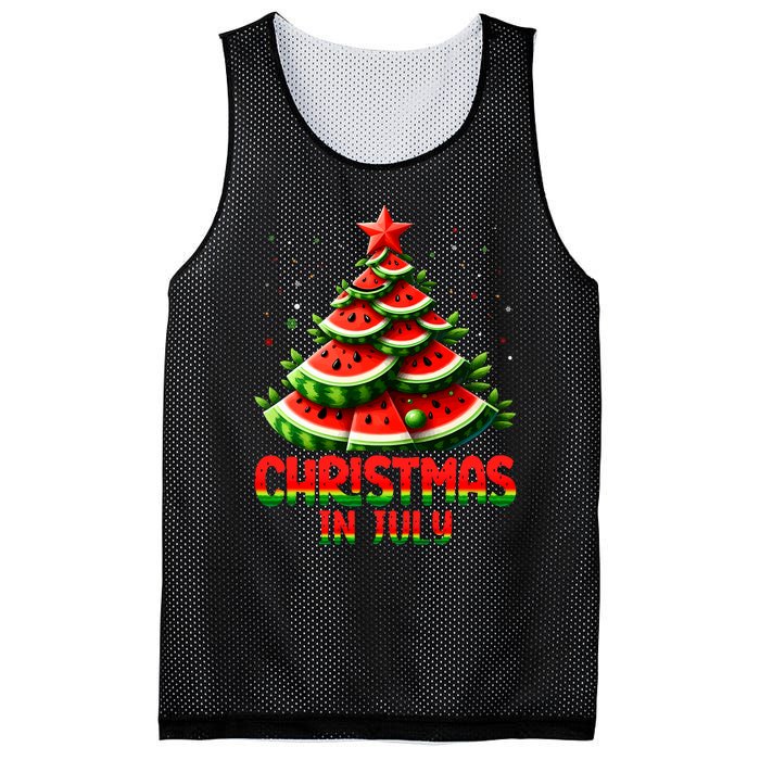 Christmas In July Watermelon Tree Summer Mesh Reversible Basketball Jersey Tank