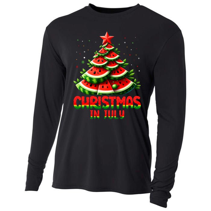 Christmas In July Watermelon Tree Summer Cooling Performance Long Sleeve Crew