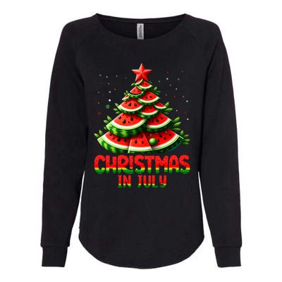 Christmas In July Watermelon Tree Summer Womens California Wash Sweatshirt