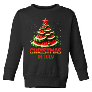 Christmas In July Watermelon Tree Summer Toddler Sweatshirt