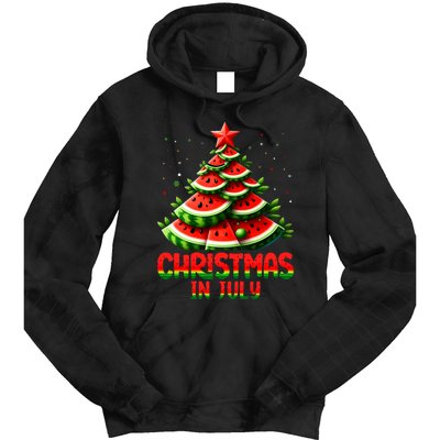 Christmas In July Watermelon Tree Summer Tie Dye Hoodie