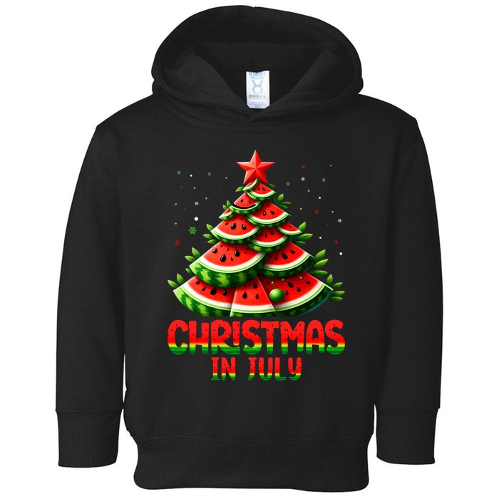 Christmas In July Watermelon Tree Summer Toddler Hoodie