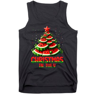 Christmas In July Watermelon Tree Summer Tank Top