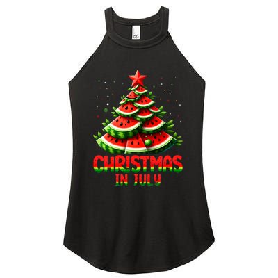 Christmas In July Watermelon Tree Summer Women's Perfect Tri Rocker Tank