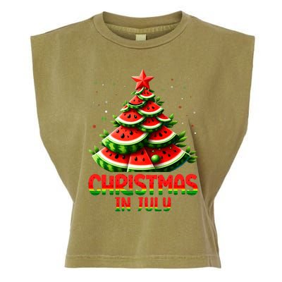 Christmas In July Watermelon Tree Summer Garment-Dyed Women's Muscle Tee