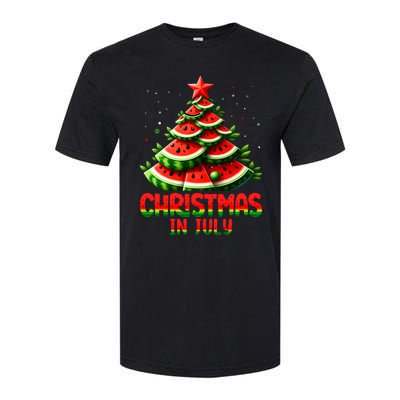 Christmas In July Watermelon Tree Summer Softstyle CVC T-Shirt