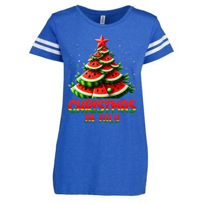 Christmas In July Watermelon Tree Summer Enza Ladies Jersey Football T-Shirt