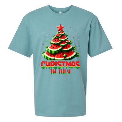 Christmas In July Watermelon Tree Summer Sueded Cloud Jersey T-Shirt