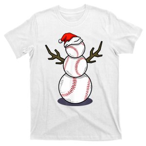 Christmas In July Summer Baseball Snowman Party T-Shirt