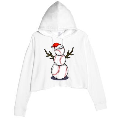 Christmas In July Summer Baseball Snowman Party Crop Fleece Hoodie