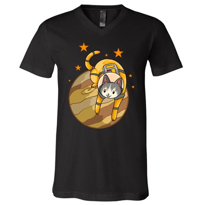 Cat In Jupiter V-Neck T-Shirt