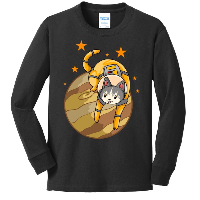 Cat In Jupiter Kids Long Sleeve Shirt