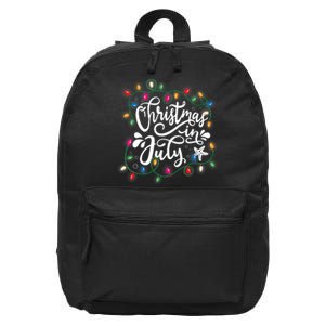 Christmas In July Lights Funny Summer Xmas Men Women Kids 16 in Basic Backpack