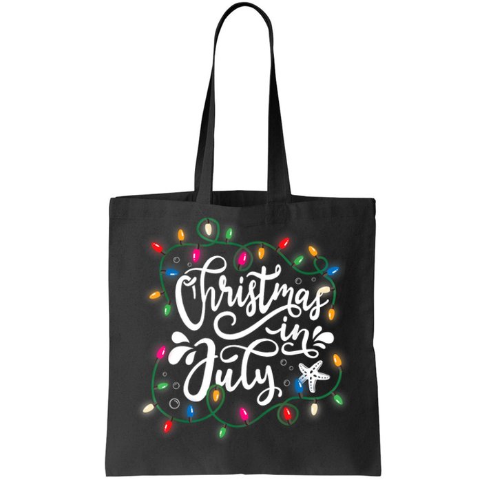 Christmas In July Lights Funny Summer Xmas Men Women Kids Tote Bag