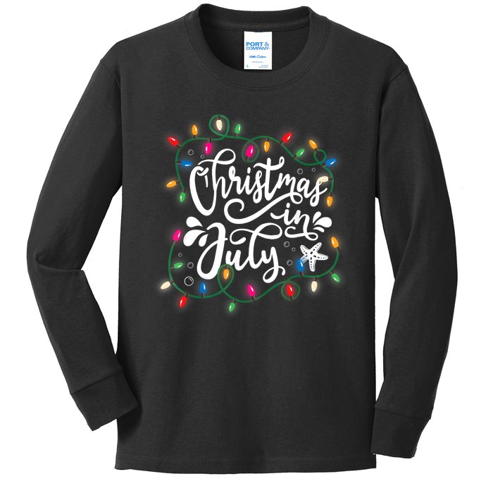 Christmas In July Lights Funny Summer Xmas Men Women Kids Kids Long Sleeve Shirt