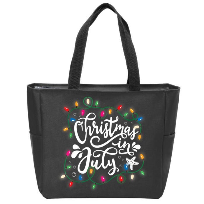 Christmas In July Lights Funny Summer Xmas Men Women Kids Zip Tote Bag