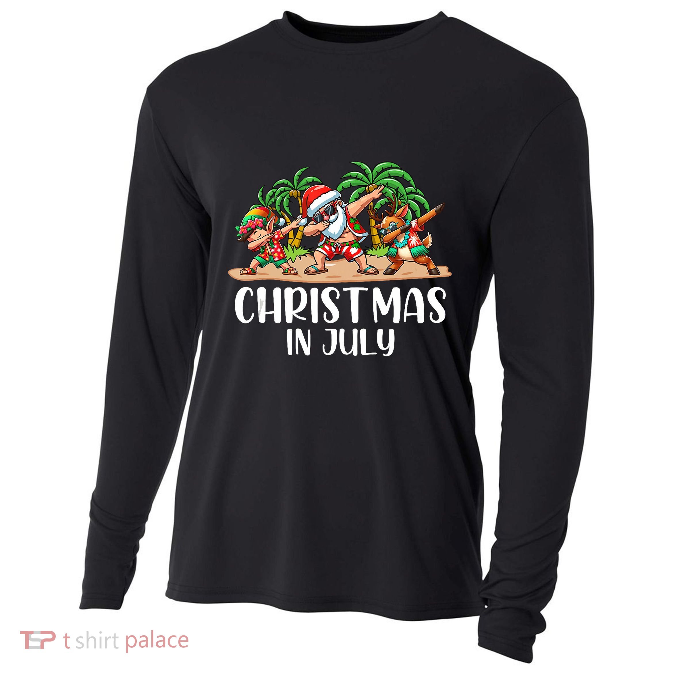 Christmas In July Dabbing Santa Squad Cooling Performance Long Sleeve Crew