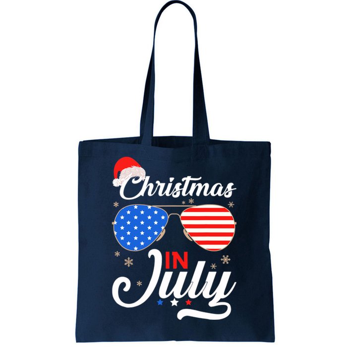 Christmas In July Funny 4th Of July Beach Summer Christmas Tote Bag