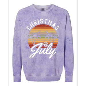 Christmas In July Retro Tropical Beach Summer Hawaii Surfer Colorblast Crewneck Sweatshirt