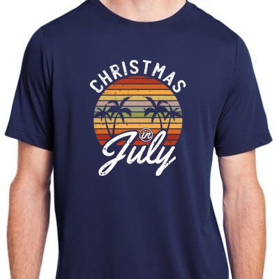 Christmas In July Retro Tropical Beach Summer Hawaii Surfer Adult ChromaSoft Performance T-Shirt