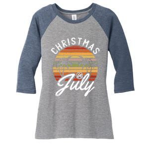 Christmas In July Retro Tropical Beach Summer Hawaii Surfer Women's Tri-Blend 3/4-Sleeve Raglan Shirt