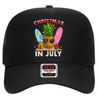 Christmas In July Pineapple Surf Santa Summer Tree High Crown Mesh Back Trucker Hat