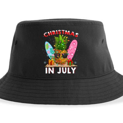 Christmas In July Pineapple Surf Santa Summer Tree Sustainable Bucket Hat