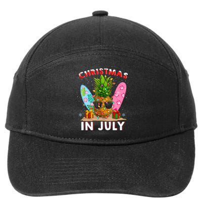 Christmas In July Pineapple Surf Santa Summer Tree 7-Panel Snapback Hat