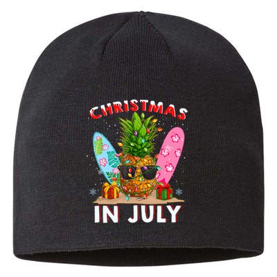 Christmas In July Pineapple Surf Santa Summer Tree Sustainable Beanie